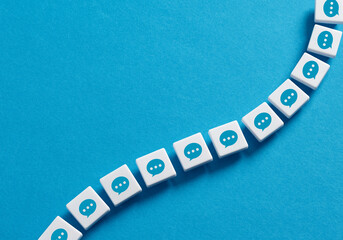 Communication chain. Online messaging or chat. Social networking. Information transfer. Chain of...