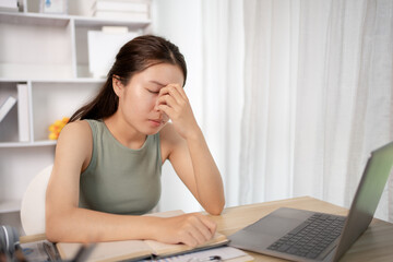 Young woman stressed or worried about doing a wrong job, Despair or disappointment, Sad feeling,...