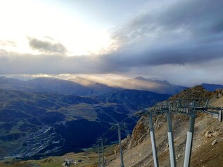 Majestic Mountain Range in a Dreamlike Sky