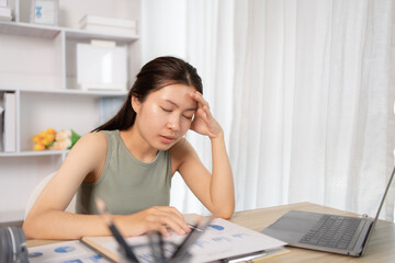 Young woman stressed or worried about doing a wrong job, Despair or disappointment, Sad feeling,...