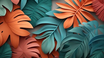 Summer plant paper cut background Generative AI