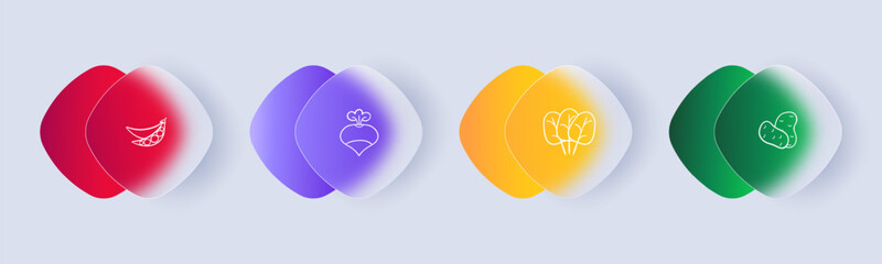 Obraz premium Vegetables. Nutritious plant-based foods, rich in vitamins, minerals, and fiber, essential for a healthy diet and balanced nutrition. Glassmorphism style. Vector line icon