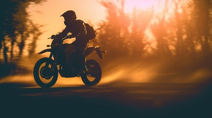Fototapeta na wymiar Motorcross, motorbike speed on sand trail sport rally, dirt track adventure and action