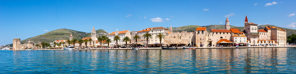 View of the old town of Trogir panorama at the Mediterranean Sea vacation in Croatia