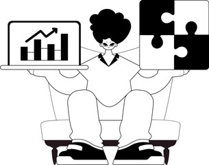 A population with a complicate in her handwrite and a graph of moral genial picture accession . sum dark and ashen call call ancestry artwork. Trendy style, Vector Illustration