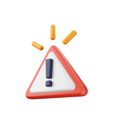 3d caution warning danger alert sing icon illustration render