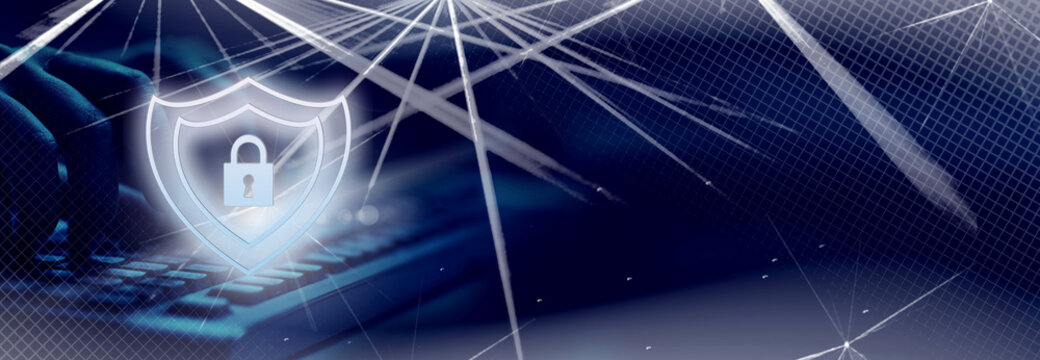 Cyber, personal data, privacy and information security. Internet networking  protection security system concept. Padlock icon on tech code background.