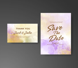Wedding invitation with abstract watercolor background