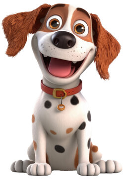 Cartoon dog in 3D style, isolated on white background as transparent PNG, generative AI animal