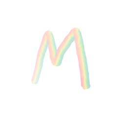 png The English alphabet m  is written in beautiful colors.