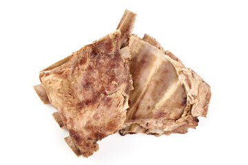 Boiled pork ribs, isolated on white background.