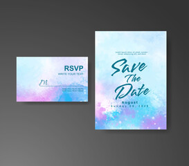 Wedding invitation with abstract watercolor background