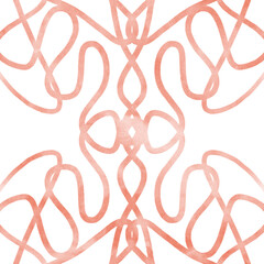 Orange Watercolor Lines Doodle Background