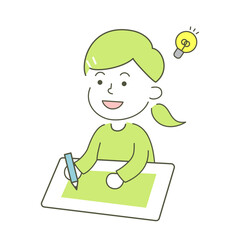 girl, flash, come to mind, idea, study, school, class, simple, simple substance, human, child, kid, illustration, vector