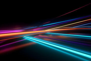 Fototapeta na wymiar Abstract neon speed line futuristic background, Generative AI