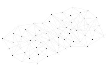 Abstract network polygon overlay, connecting lines between docking points in black for your futuristic image project. Color can be easily changed in your image editing. Transparent background, PNG.