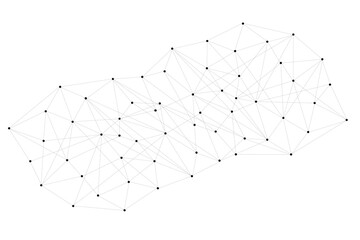 Abstract network polygon, connecting lines between docking points in black for your futuristic image project. Color can be easily changed in your image editing. Transparent background, PNG.