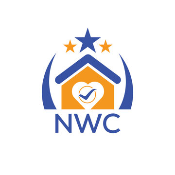 NWC House logo Letter logo and star icon. Blue vector image on white background. KJG house Monogram home logo picture design and best business icon. 
