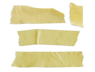 Yellow adhesive paper tape isolated on transparency background