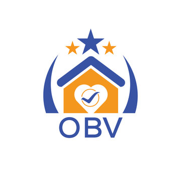 OBV House logo Letter logo and star icon. Blue vector image on white background. KJG house Monogram home logo picture design and best business icon. 
