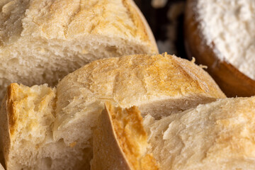 Sliced wheat loaf of fresh bread