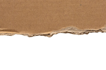 Brown cardboard ripped paper torn edges strips isolated on white background