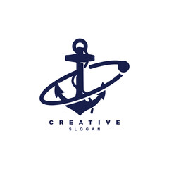 Creative planet anchor marine sailing ship logo design for your brand or business