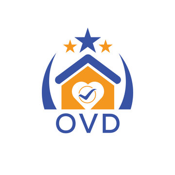 OVD House logo Letter logo and star icon. Blue vector image on white background. KJG house Monogram home logo picture design and best business icon. 
