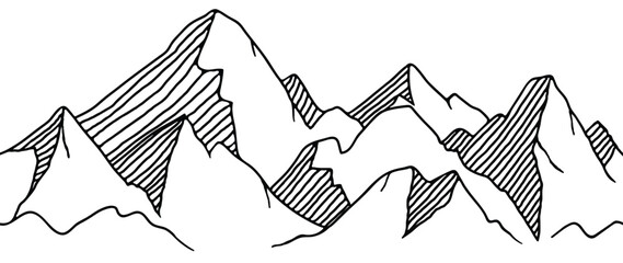 Mountain line art seamless background vector.