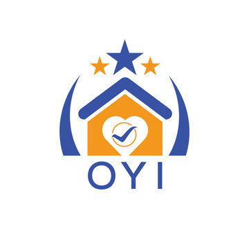 OYI House logo Letter logo and star icon. Blue vector image on white background. KJG house Monogram home logo picture design and best business icon. 
