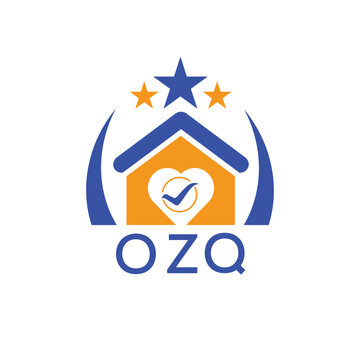 OZQ House logo Letter logo and star icon. Blue vector image on white background. KJG house Monogram home logo picture design and best business icon. 
