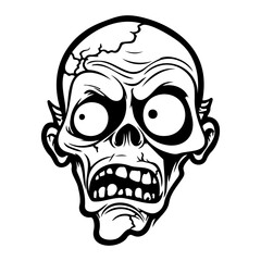 Scary Zombie Cartoon, Horror Concept, panic stricken zombie icon