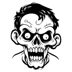 Scary Zombie Cartoon, Horror Concept, panic stricken zombie icon