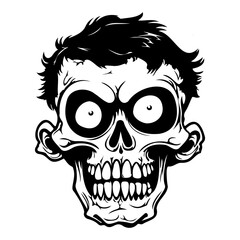 Scary Zombie Cartoon, Horror Concept, panic stricken zombie icon