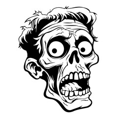 Scary Zombie Cartoon, Horror Concept, panic stricken zombie icon