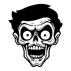 Scary Zombie Cartoon, Horror Concept, panic stricken zombie icon
