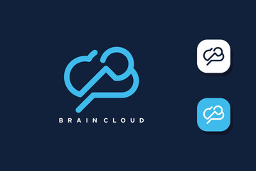 Brain tech logo design vector with creative abstract idea