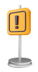 3d caution warning danger alert sing icon illustration render