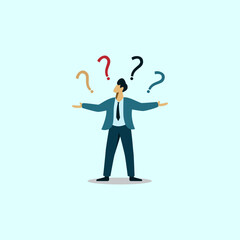businessman question problem solving think about answer solution concept