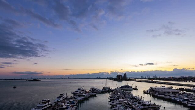Time Lapse - Beautiful Sunset Cloudscape of Downtown Miami Skyline