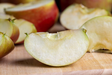 Sliced ripe apple of red color