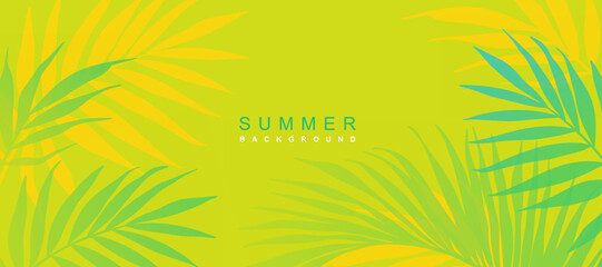 Fototapeta na wymiar Tropical summer background. Palm leaves wallpaper. Vector illustration