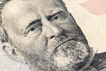 Details of American money close up