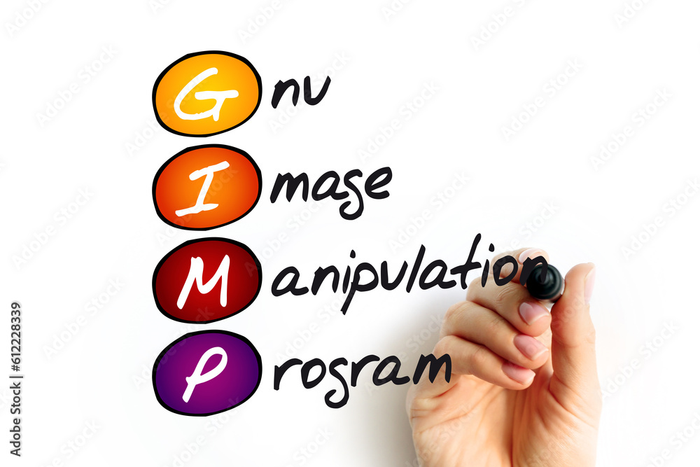 Poster GIMP - Gnu Image Manipulation Program acronym, concept background