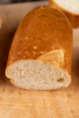 French long bread made of wheat flour, fresh baguette