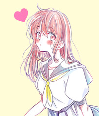 女子学生　恋　漫画絵