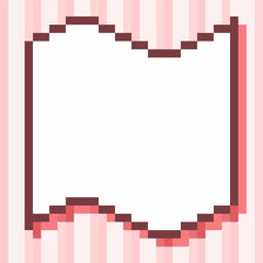 Pixel Art Curved Frame Template, Pastel Red Horizontal