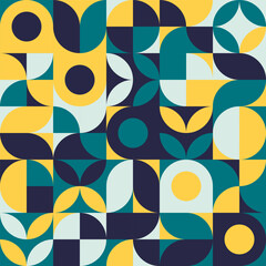 Simple Color Mosaic Pattern Geometric Seamless Abstract Ornament Decorative Wall Background Pop Modern