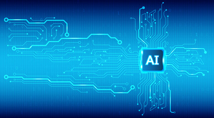 Artificial intelligence ai cuicrit data network connection with binary number code background.Vector illustration
