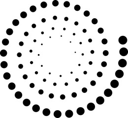 black white dots spiral on transparent background